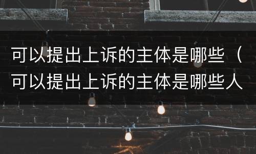 可以提出上诉的主体是哪些（可以提出上诉的主体是哪些人）