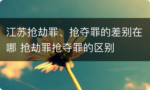 江苏抢劫罪、抢夺罪的差别在哪 抢劫罪抢夺罪的区别