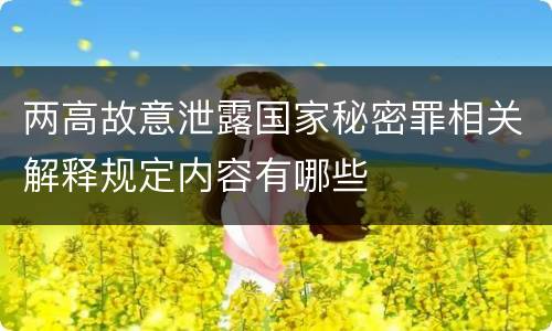 两高故意泄露国家秘密罪相关解释规定内容有哪些