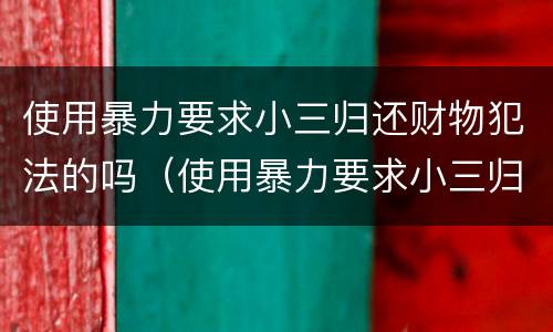 使用暴力要求小三归还财物犯法的吗（使用暴力要求小三归还财物犯法的吗判几年）