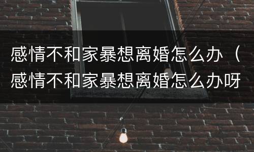 感情不和家暴想离婚怎么办（感情不和家暴想离婚怎么办呀）