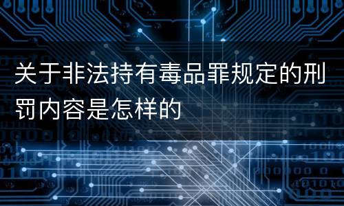 关于非法持有毒品罪规定的刑罚内容是怎样的