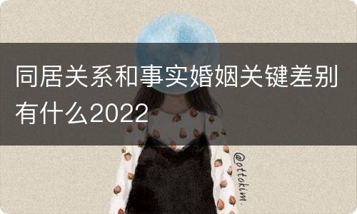 同居关系和事实婚姻关键差别有什么2022