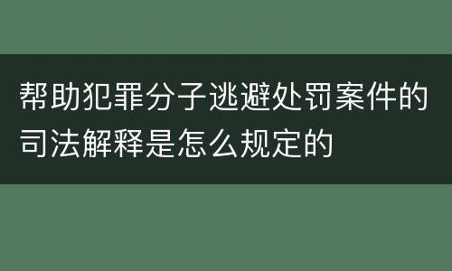 帮助犯罪分子逃避处罚案件的司法解释是怎么规定的
