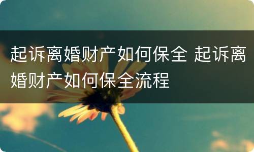 起诉离婚财产如何保全 起诉离婚财产如何保全流程