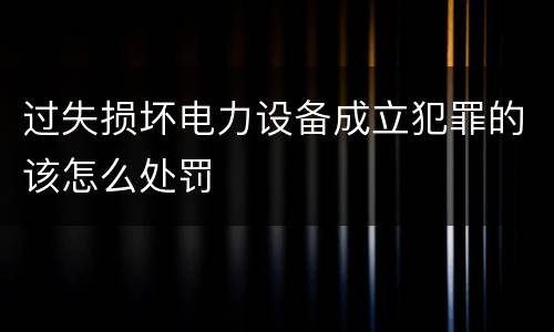 过失损坏电力设备成立犯罪的该怎么处罚