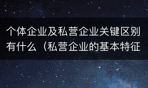 个体企业及私营企业关键区别有什么（私营企业的基本特征是什么）