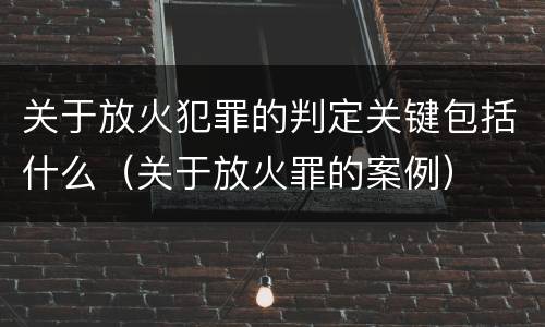 关于放火犯罪的判定关键包括什么（关于放火罪的案例）
