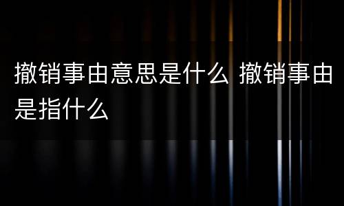 撤销事由意思是什么 撤销事由是指什么