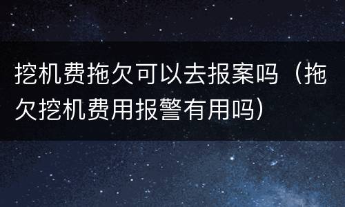 挖机费拖欠可以去报案吗（拖欠挖机费用报警有用吗）