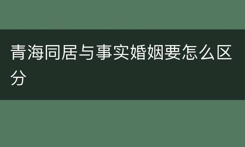 青海同居与事实婚姻要怎么区分