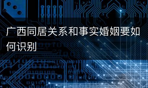 广西同居关系和事实婚姻要如何识别