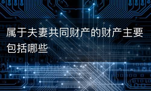 属于夫妻共同财产的财产主要包括哪些