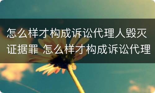 怎么样才构成诉讼代理人毁灭证据罪 怎么样才构成诉讼代理人毁灭证据罪行