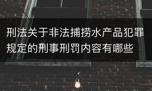 刑法关于非法捕捞水产品犯罪规定的刑事刑罚内容有哪些