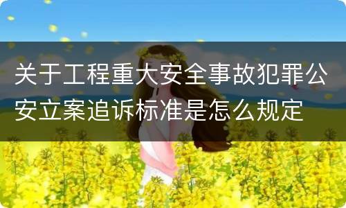 关于工程重大安全事故犯罪公安立案追诉标准是怎么规定