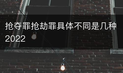 抢夺罪抢劫罪具体不同是几种2022