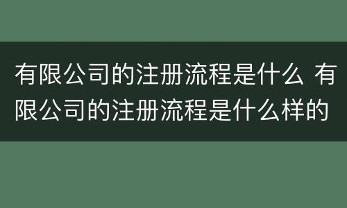 有限公司的注册流程是什么 有限公司的注册流程是什么样的