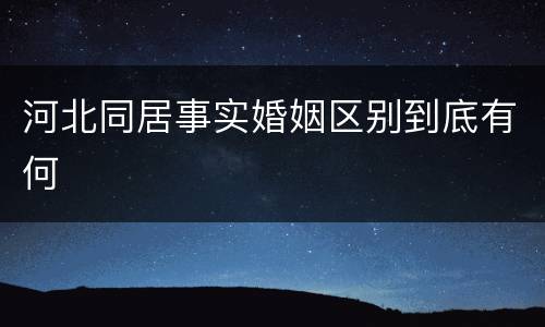 河北同居事实婚姻区别到底有何
