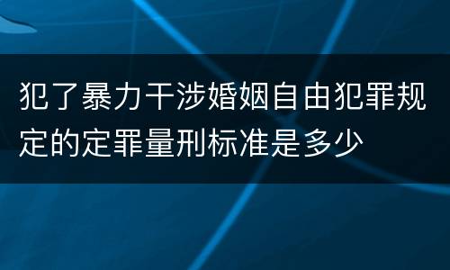 犯了暴力干涉婚姻自由犯罪规定的定罪量刑标准是多少