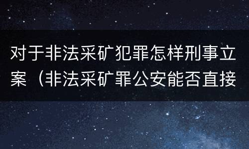 对于非法采矿犯罪怎样刑事立案（非法采矿罪公安能否直接立案）