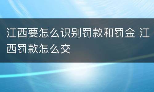 江西要怎么识别罚款和罚金 江西罚款怎么交