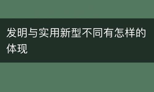 发明与实用新型不同有怎样的体现