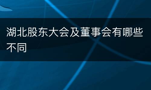 湖北股东大会及董事会有哪些不同