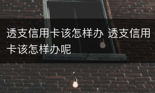 透支信用卡该怎样办 透支信用卡该怎样办呢