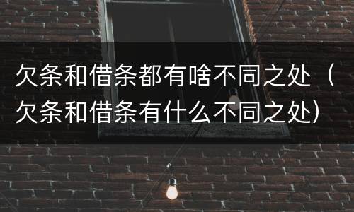欠条和借条都有啥不同之处（欠条和借条有什么不同之处）