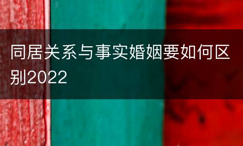 同居关系与事实婚姻要如何区别2022