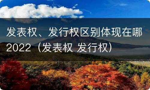 发表权、发行权区别体现在哪2022（发表权 发行权）