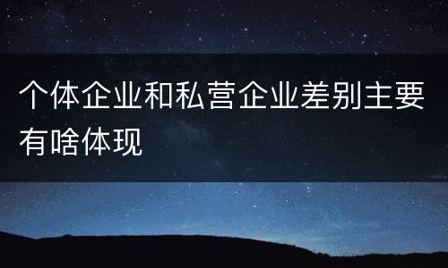 个体企业和私营企业差别主要有啥体现
