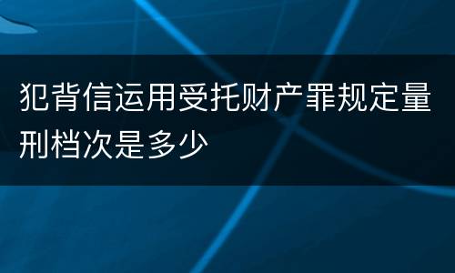 犯背信运用受托财产罪规定量刑档次是多少
