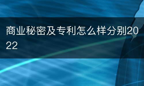 商业秘密及专利怎么样分别2022