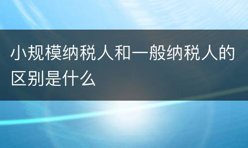 小规模纳税人和一般纳税人的区别是什么