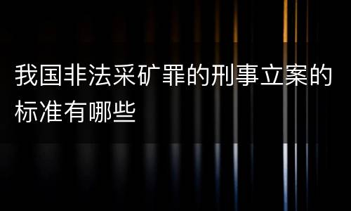 我国非法采矿罪的刑事立案的标准有哪些