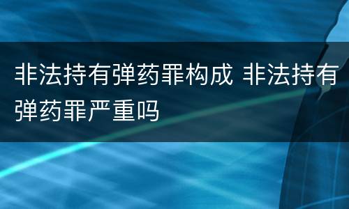 非法持有弹药罪构成 非法持有弹药罪严重吗