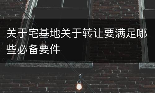 关于宅基地关于转让要满足哪些必备要件