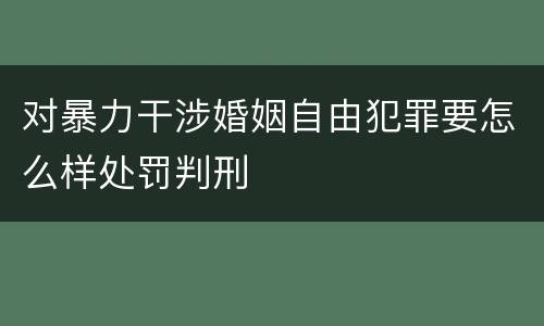 对暴力干涉婚姻自由犯罪要怎么样处罚判刑