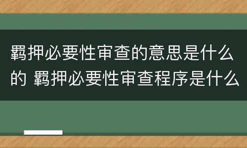 羁押必要性审查的意思是什么的 羁押必要性审查程序是什么意思