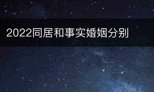 2022同居和事实婚姻分别