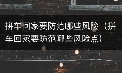 拼车回家要防范哪些风险（拼车回家要防范哪些风险点）