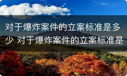 对于爆炸案件的立案标准是多少 对于爆炸案件的立案标准是多少条