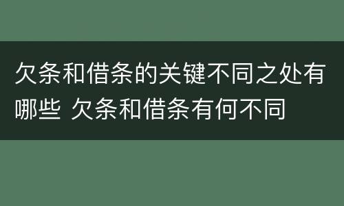 欠条和借条的关键不同之处有哪些 欠条和借条有何不同