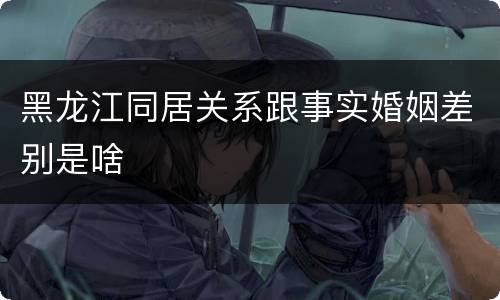 黑龙江同居关系跟事实婚姻差别是啥