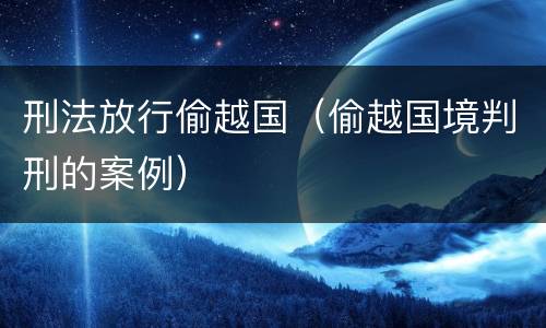 刑法放行偷越国（偷越国境判刑的案例）