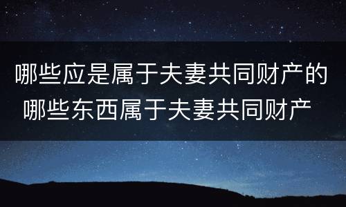 哪些应是属于夫妻共同财产的 哪些东西属于夫妻共同财产