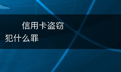 　　信用卡盗窃犯什么罪