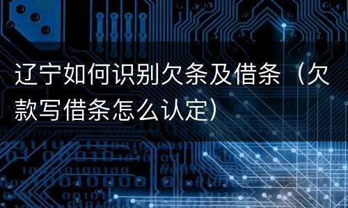 辽宁如何识别欠条及借条（欠款写借条怎么认定）